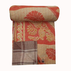 vintage kantha quilt ,Indian sari quilt kantha throw blanket,Handmade kantha twin bedding boho kantha quilt,kantha Throw,Boho kantha Blanket