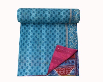 Handmade Vintage Kantha Quilt Twin size throw Indian Quilt Home Decor Sofa cover Sari blanket Kantha quilt Handmade Vintage Kantha Quilt Twin size throw Indian Quilt Home Decor Sofa cover Sari blanket Kantha quilt