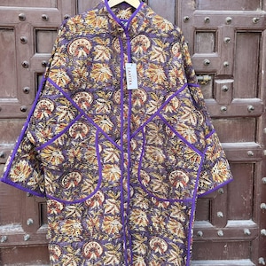 Handgemachte Vintage Kantha Jacke: Boho Patchwork Steppmantel