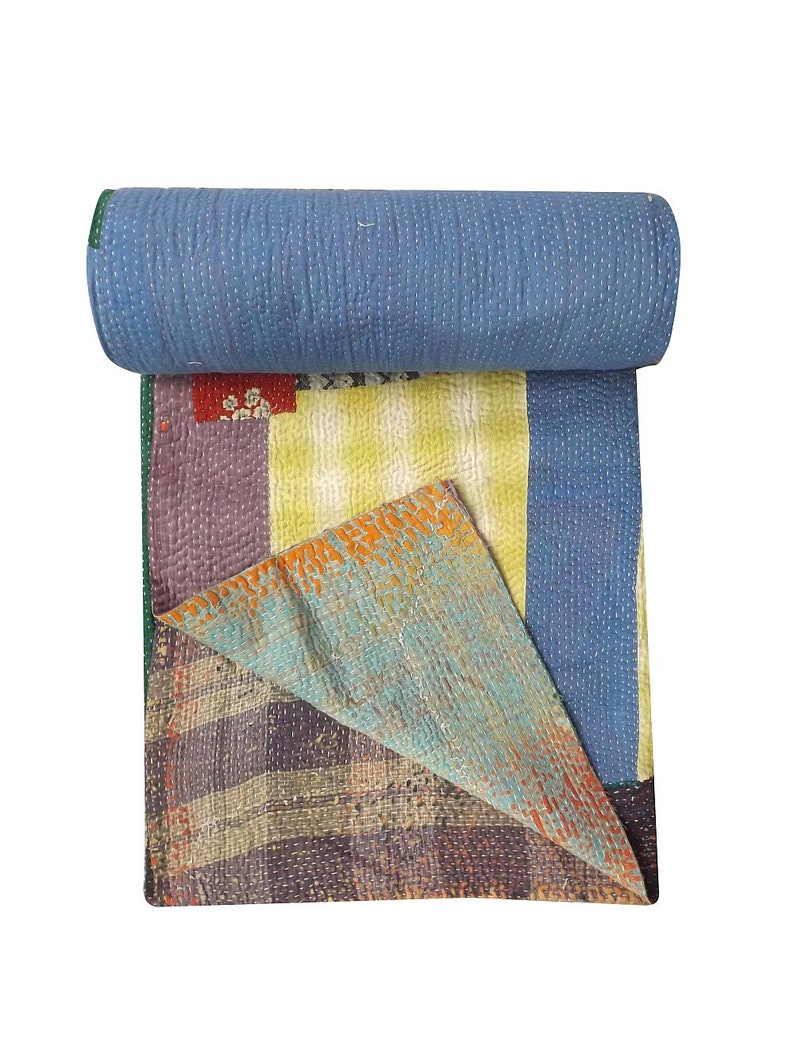 Vintage Handmade Kantha Quilt Sari Patchwork Kantha Quilt