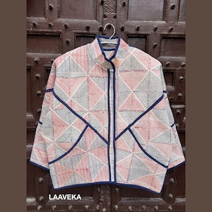 One of kind Handmade patchwork Vintage Kantha Jacket - Ethnic bohemian  Designer Boho Hippie Coat ,quilted patchwork kantha jacket