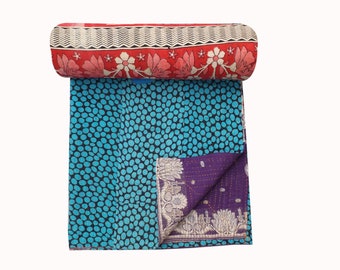 Handmade Vintage Kantha Quilt Twin size throw Indian Quilt Home Decor Sofa cover Sari blanket Kantha quilt Handmade Vintage Kantha Quilt Twin size throw Indian Quilt Home Decor Sofa cover Sari blanket Kantha quilt