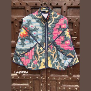 Handmade Vintage Kantha Jacket: Bohemian Quilted Patchwork Coat