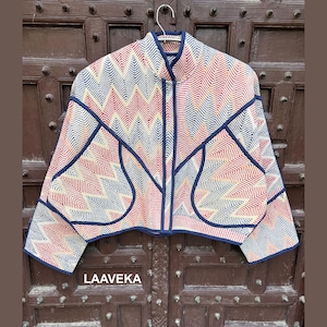 One-of-a-Kind Quilted Patchwork Kantha Jacket,Boho Hippie Style jacket,Vintage Handmade Reversible Kantha Coat