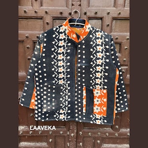 One-of-a-Kind Vintage Kantha Jacket – Handmade Indian Blanket Coat, Boho Hippie Style Blazer