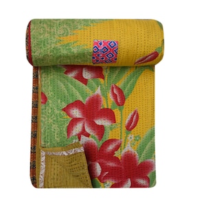 Best Quality Indian Handmade Reversible Cotton Kantha Quilt,Antique Kantha Bedspread