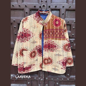 One-of-a-Kind Vintage Kantha Jacket – Handmade Indian Blanket Coat, Boho Hippie Style Blazer