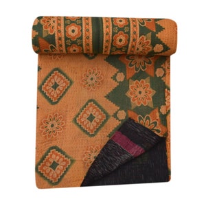Handmade Indian Kantha Quilt – Vintage Boho Blanket, Bohemian Hippie Throw,Vintage Boho Blankets & Artisan Throws