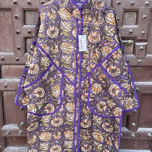 Giacca Kantha vintage fatta a mano: cappotto trapuntato patchwork in stile boho