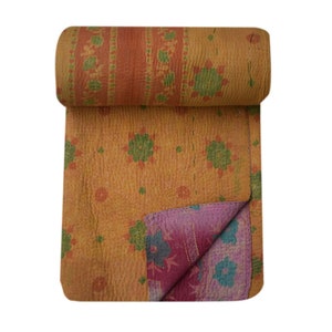 Handmade Indian Kantha Quilt – Vintage Boho Blanket, Bohemian Hippie Throw,Vintage Boho Blankets & Artisan Throws