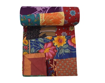 Handmade Vintage Kantha Quilt Twin size throw Indian Quilt Home Decor Sofa cover Sari blanket Kantha quilt Handmade Vintage Kantha Quilt Twin size throw Indian Quilt Home Decor Sofa cover Sari blanket Kantha quilt