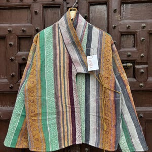 Vintage Kantha Jacket - Handmade Indian Cotton patchwork Reversible Kimono-Unique Winter Jacket-Perfect Gift for Loved Ones