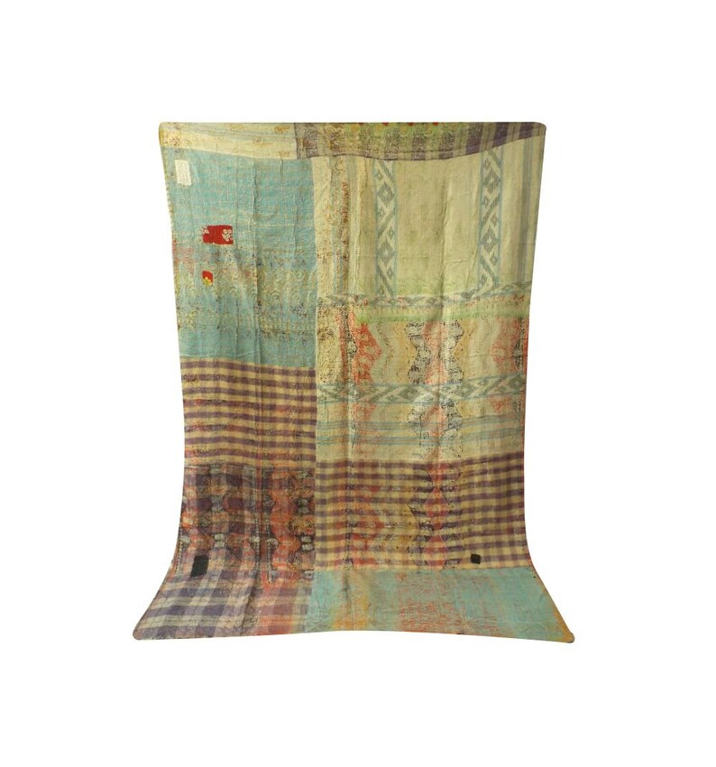 Vintage Handmade Kantha Quilt Sari Patchwork Kantha Quilt