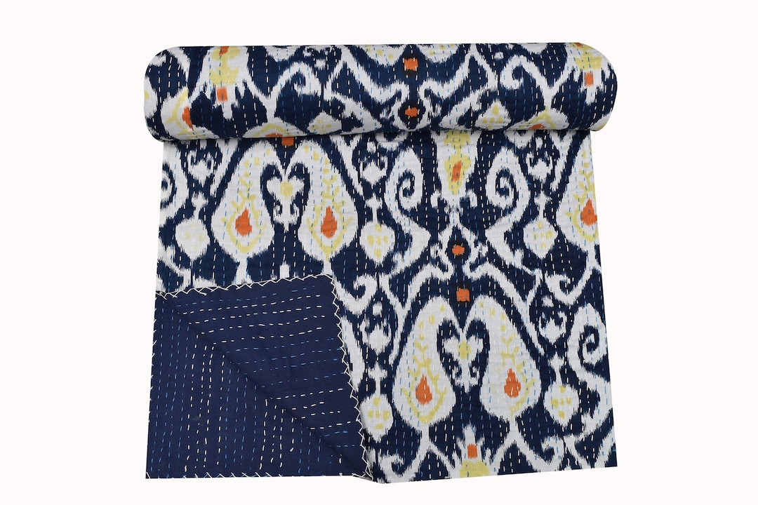 Indian Cotton Kantha Quilt Queen Bedspreads Throw Blanket Etsy UK