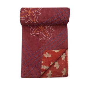 Handmade Cotton Vintage  Kantha Quilt ,Sari Patchwork Kantha Quilt,Bohemain kantha Throw,Gypsy Kantha Blankets
