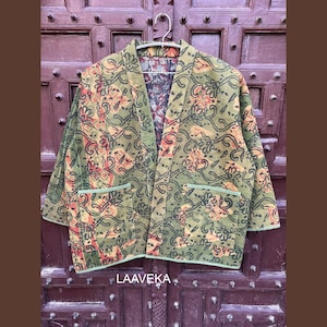 Handmade Vintage Kantha Jacket - Boho Hippie Women&#39;s Coat from Kantha Blanket,Patchwork kantha jacket Cotton kantha coat