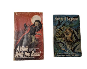 Vintage Scary Story Book Lot of 2: A Walk With The Beast & Stories of Suspense