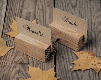 Wedding oak card holder - 12 PIECES. Rustic wedding decor, name card holder. Classic oak holder for place card. Table setting for wedding.