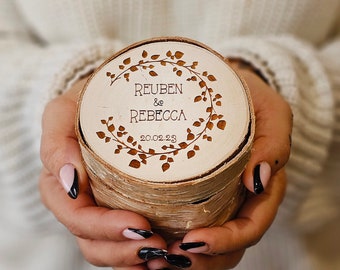 Verlovingsringdoos | Doos voor ringdrager | Trouwringdoos | Gepersonaliseerde ringendoos | Aangepaste ringendoos | Houten ringendoos | Rustieke ringendoos