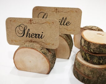 Wood card holders personalized place card rustic wedding decor table name card holder wooden placecard holder rustic decor natural wood