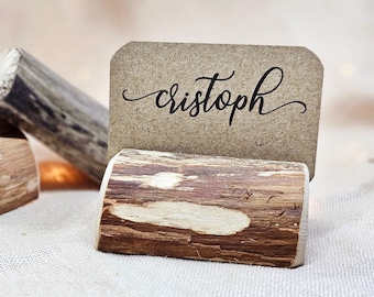 12 PIECES - Wedding card holder - rustic wedding decor - name card holder - wooden card holder - table place card holder - eco friendly