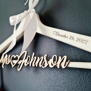 Personalized bride hanger, bridal dress hanger, custom wedding hanger, white black grey pink hanger, bridesmaid shower gift, groom hanger