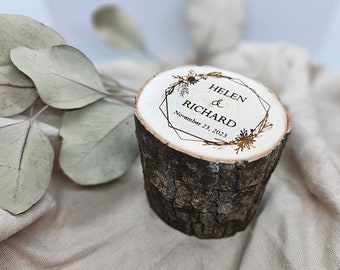 Rustieke ringdoos |  Verlovingsringdoos | Doos voor ringdrager | Trouwringdoos | Gepersonaliseerde ringendoos | Aangepaste ringendoos | Houten ringdoos voor houtblokken