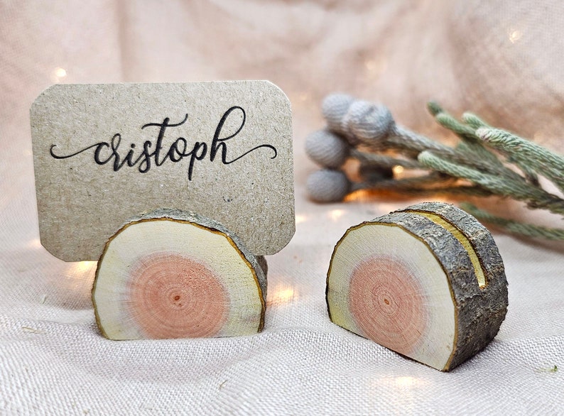 Wood card holders 10 pieces. Place card holders for rustic wedding decor. image 8