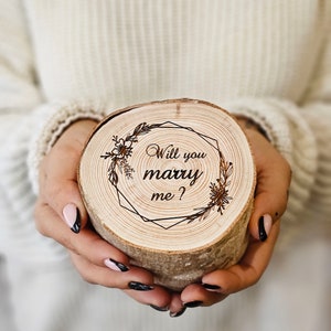 Engagement Ring Box Ring Bearer Box Wedding Ring Box Personalized Ring Box Custom Ring Box Wood Log Ring Box Rustic Ring Box image 2