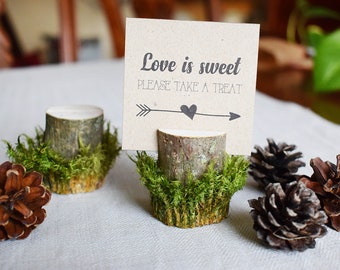 Moss Card Holders - 12 PIECES. Place Card Holder. Rustic Wedding Decor - Name Card Holder