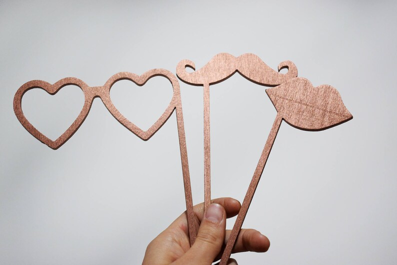 Set of 5 Painted Wood Photo Booth Props Wedding Photo Props Etsy