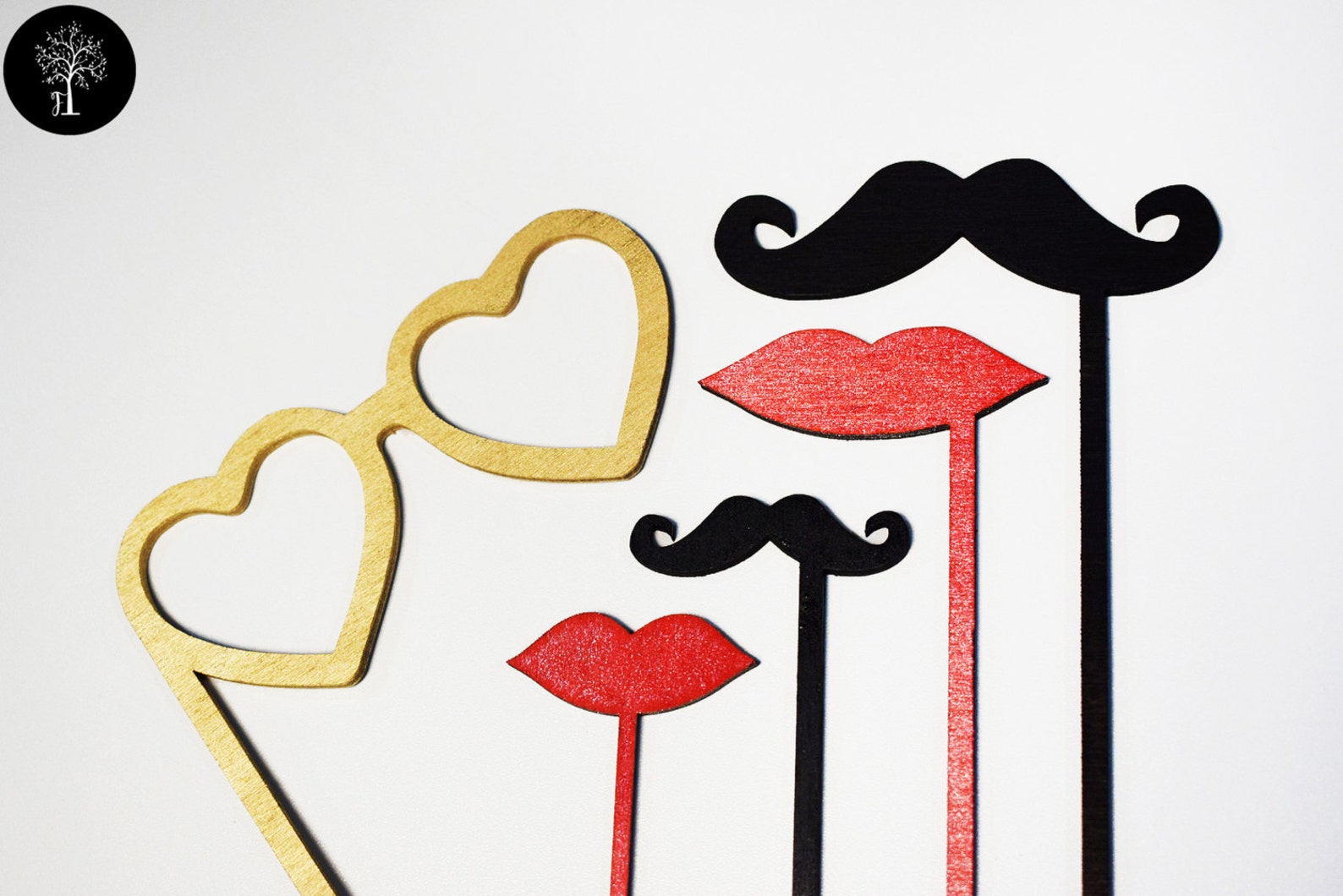 Set of 5 Painted Wood Photo Booth Props Wedding Photo Props Etsy