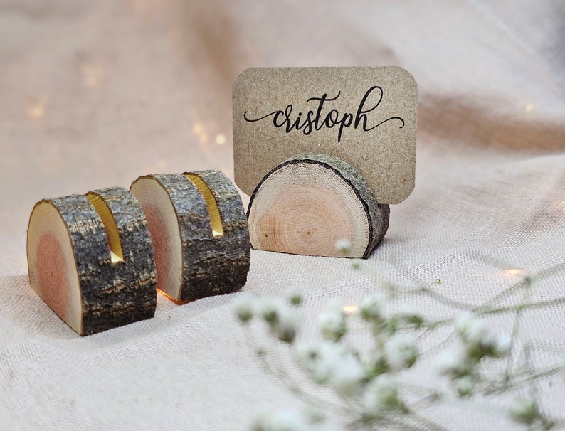 Wood card holders 10 pieces. Place card holders for rustic wedding decor. image 9