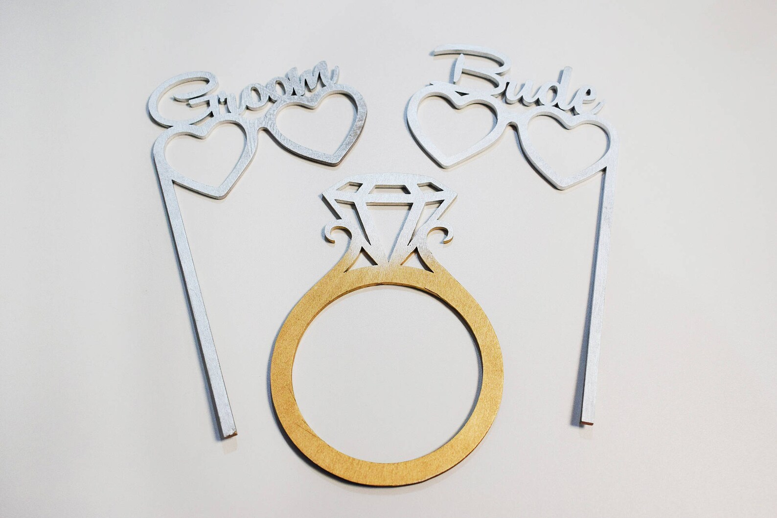 Set of 3 Painted Wood Photo Booth Props Wedding Photo Props Etsy