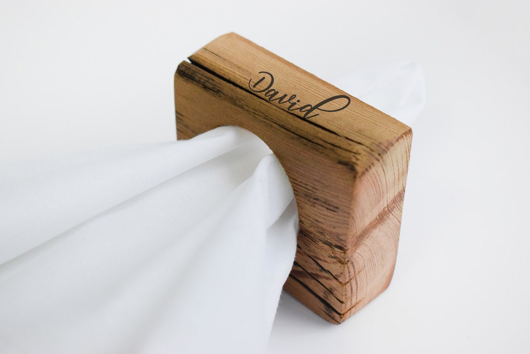 1 Sample Engraved Wooden Napkin Ring Rustic Napkin Rings Etsy