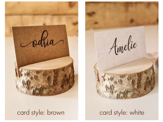 12 Segnaposto In Legno Di Faggio - Portacarte Per Matrimoni, Ristoranti, Ufficio