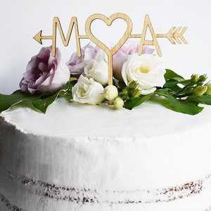 Personalised Wedding Cake Topper Initial Cake Topper Custom Cake Topper Laser cut Cake Topper Wedding Cake Topper Love Heart Arrow image 4