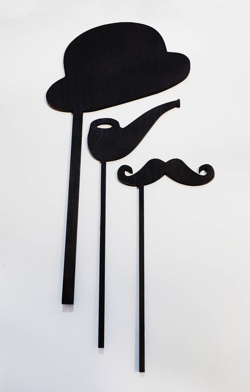 Set of 3 Painted Wood Photo Booth Props Wedding Photo Props Etsy