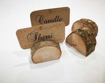 Wood card holders - 12 pieces. Place card holders for rustic wedding decor.