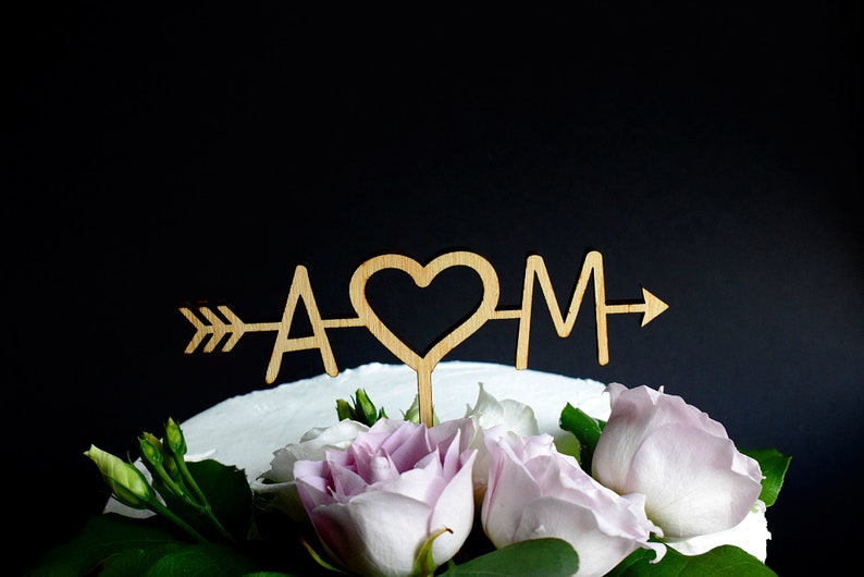 Personalised Wedding Cake Topper Initial Cake Topper Custom Cake Topper Laser cut Cake Topper Wedding Cake Topper Love Heart Arrow image 10