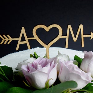 Personalised Wedding Cake Topper Initial Cake Topper Custom Cake Topper Laser cut Cake Topper Wedding Cake Topper Love Heart Arrow image 5