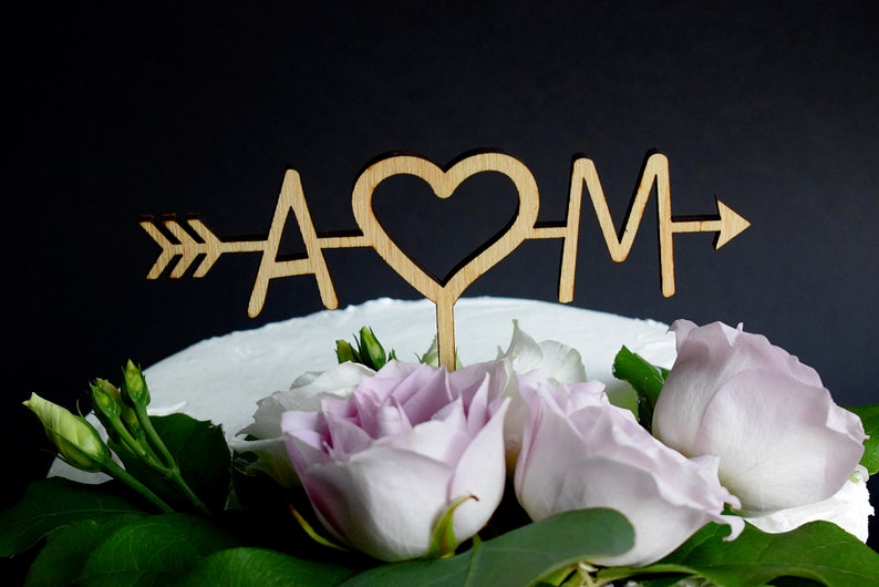 Personalised Wedding Cake Topper Initial Cake Topper Custom Cake Topper Laser cut Cake Topper Wedding Cake Topper Love Heart Arrow image 5