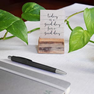 Note paper holder, engraved business card holder for your office, rustic card holder, personalized card holder, rustic office storage, 2pcs image 2