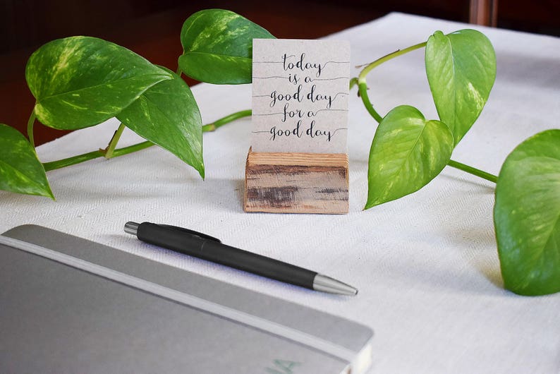 Note paper holder, engraved business card holder for your office, rustic card holder, personalized card holder, rustic office storage, 2pcs image 2