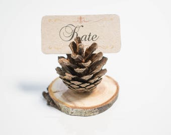 Pine cone card holder for Woodland wedding - 1 SAMPLE.