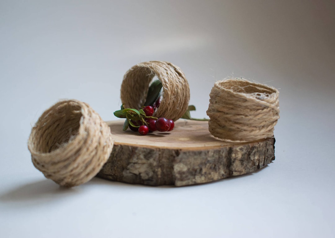 10 Jute Napkin Rings, Rustic Napkin Rings, Twine Napkin Rings, Jute