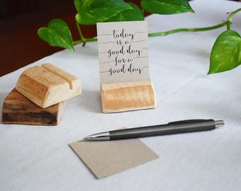 Note paper holder, engraved business card holder for your office, rustic card holder, personalized card holder, rustic office storage, 2pcs