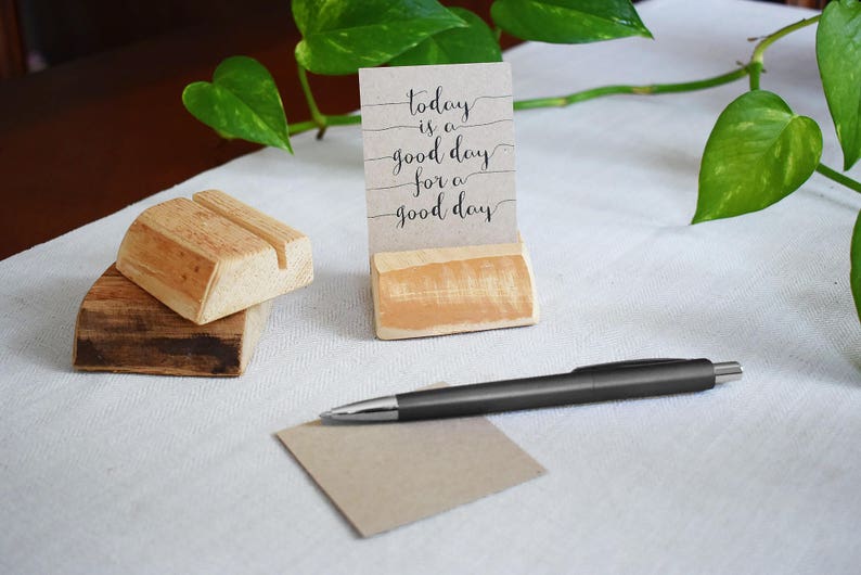 Note paper holder, engraved business card holder for your office, rustic card holder, personalized card holder, rustic office storage, 2pcs image 1