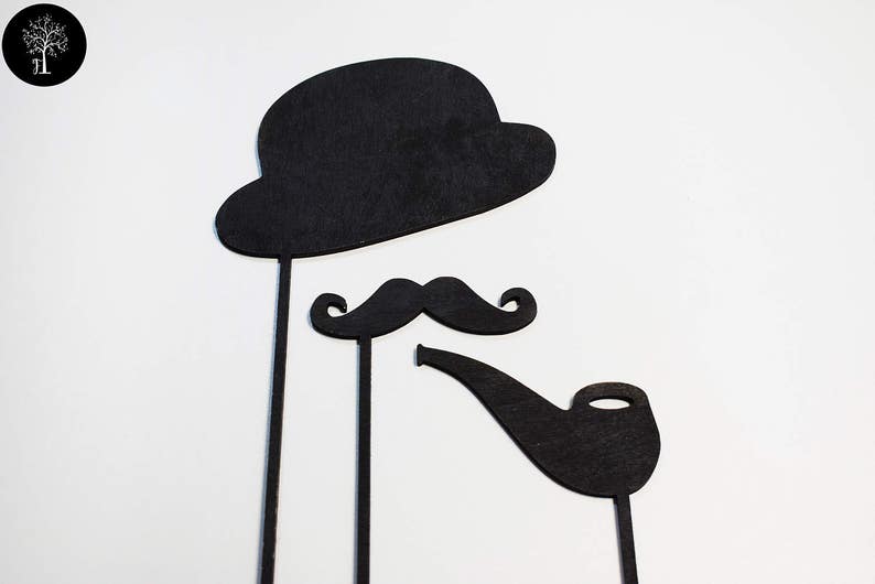 Set of 3 Painted Wood Photo Booth Props Wedding Photo Props Etsy