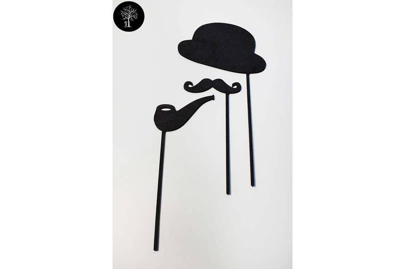 Set of 3 Painted Wood Photo Booth Props Wedding Photo Props Etsy